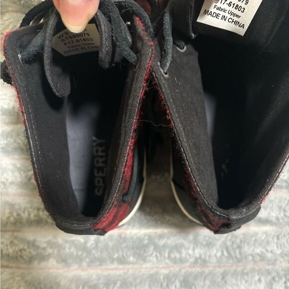 SPERRY Top-Sider Canvas Black Red Ankle Boot Bootie Size 8.5 - Picture 5 of 6